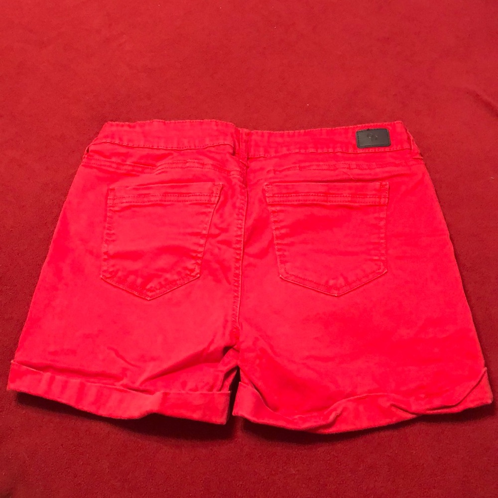Red jean shorts